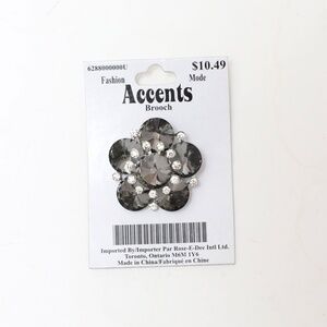 NWT Crystal floral brooch black gunmetal retro flower crystal new boogie bling